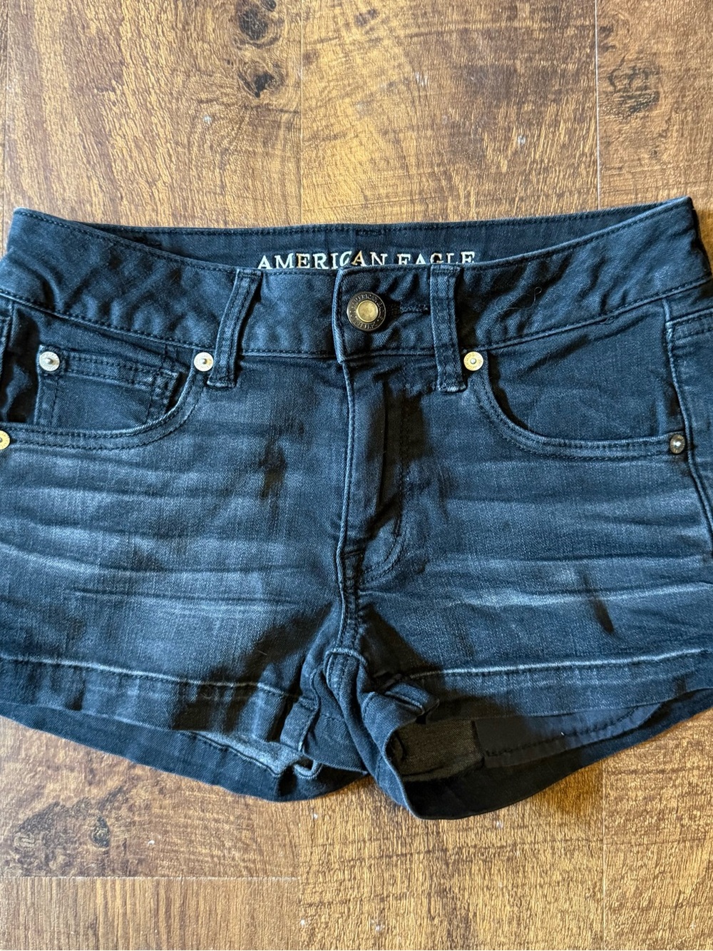 American Eagle Outfitters Black Denim Shortie Shorts